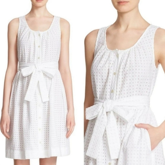 Kate Spade Broome Street Belted White Eyelet Dress S - Picture 1 of 8
